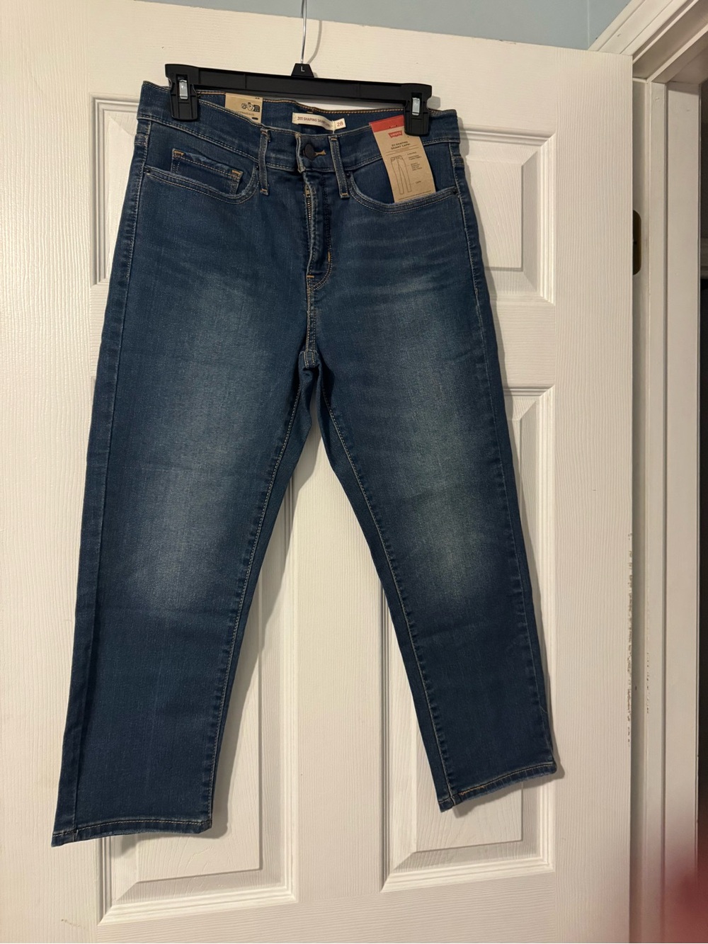 Women’s  Blue Stretch Slim Jeans Capri